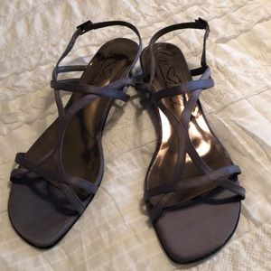 Cute grey satin sandals.